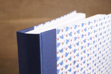 Photo album "Blue hearts", handmade photo album, for gluing, blue linen back